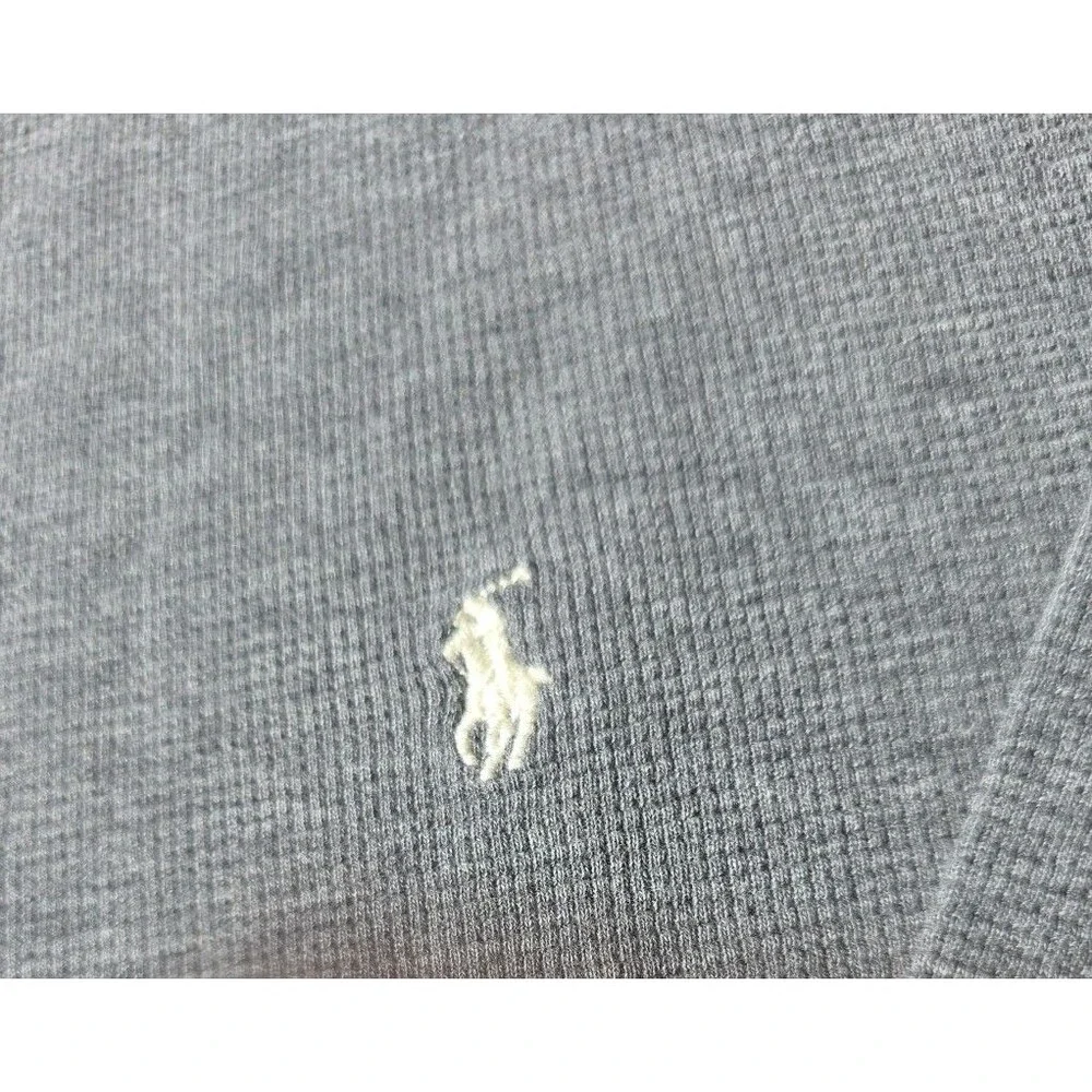 Polo Ralph Lauren Thermal Waffle Knit Long Sleeve Gray Shirt L Cotton Preppy EUC